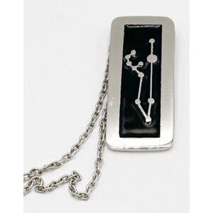 Silver 900 Enamel LEO Constellation Zodiac Pendant‎ Necklace